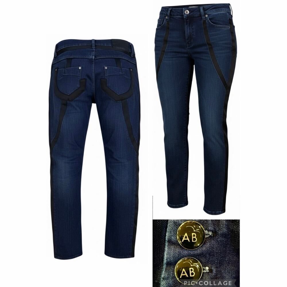 Rare VTG Apple Bottoms Side Panel Tuxedo Jeans McBling Era Nelly Y2K SZ 32”x33”
